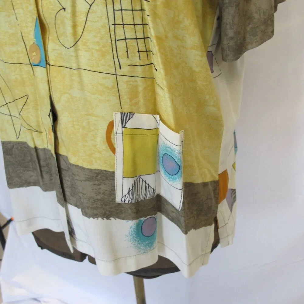 Inino Woman California matched olive and yellow shirt set  XL